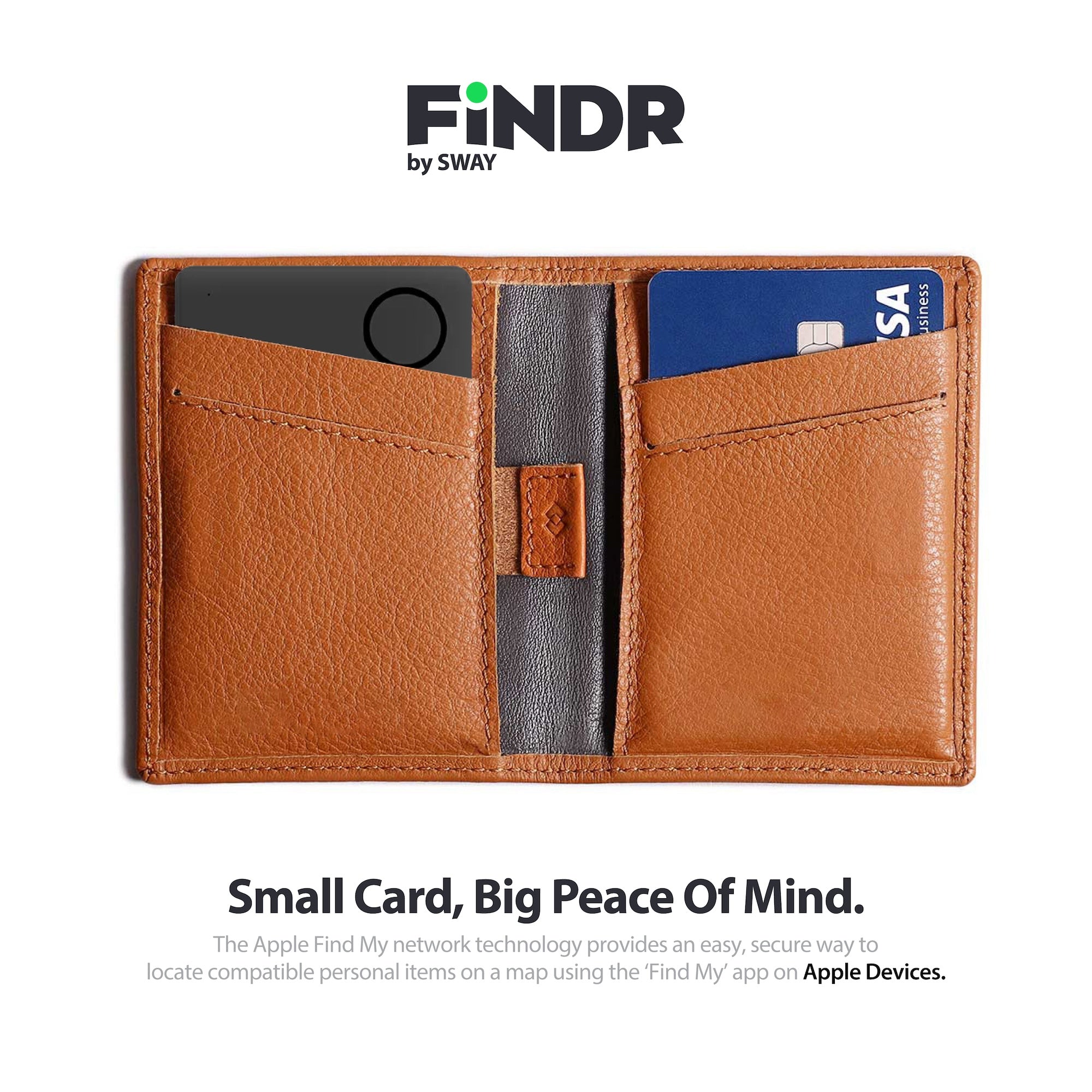 FiNDR CARD MFI Certified Asset Wallet Tracker For Apple Products - Single Pack (Black)