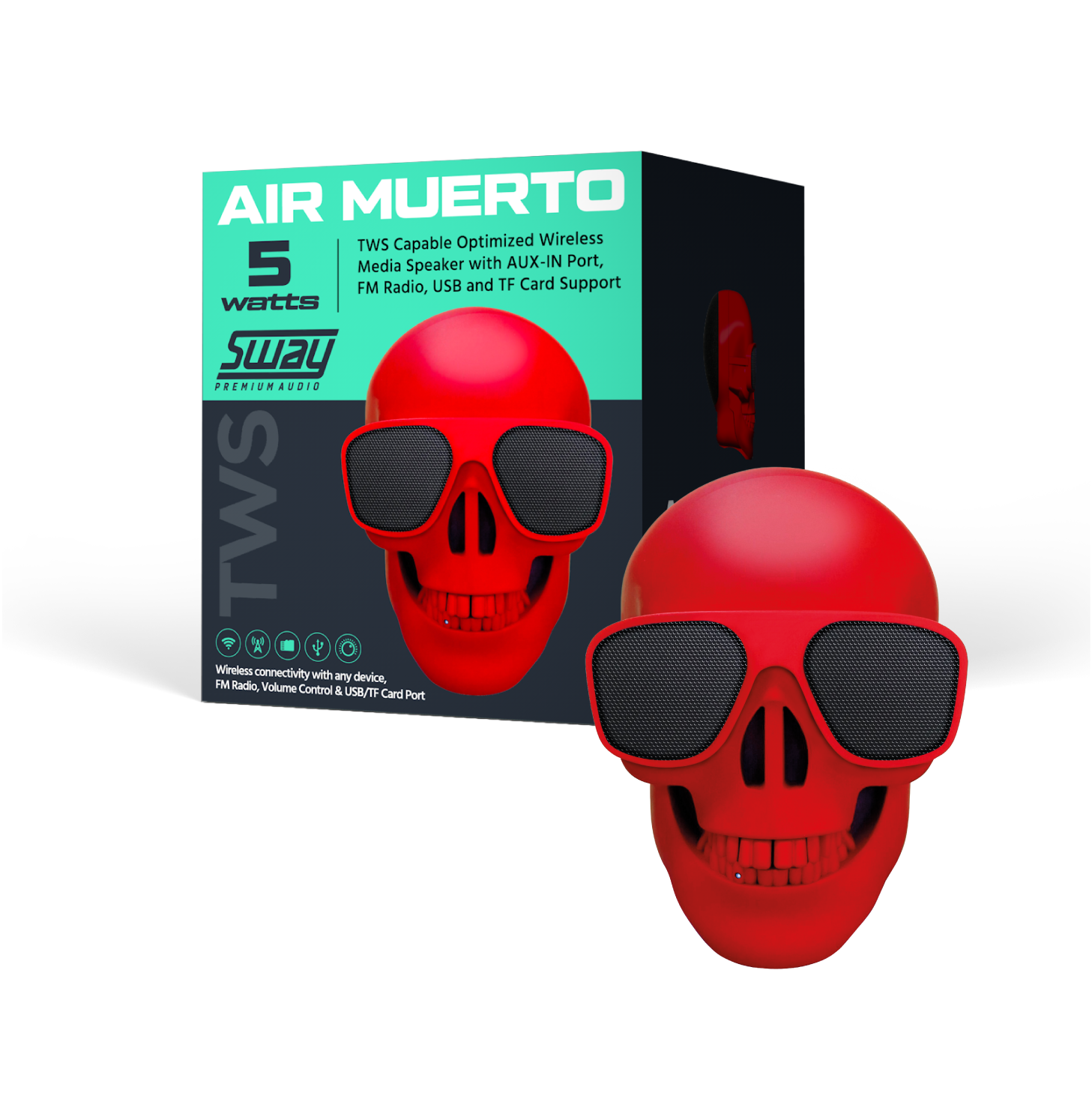 Air Muerto | Desktop Portable Skull TWS Capable | Bluetooth 5.0 | SWAY