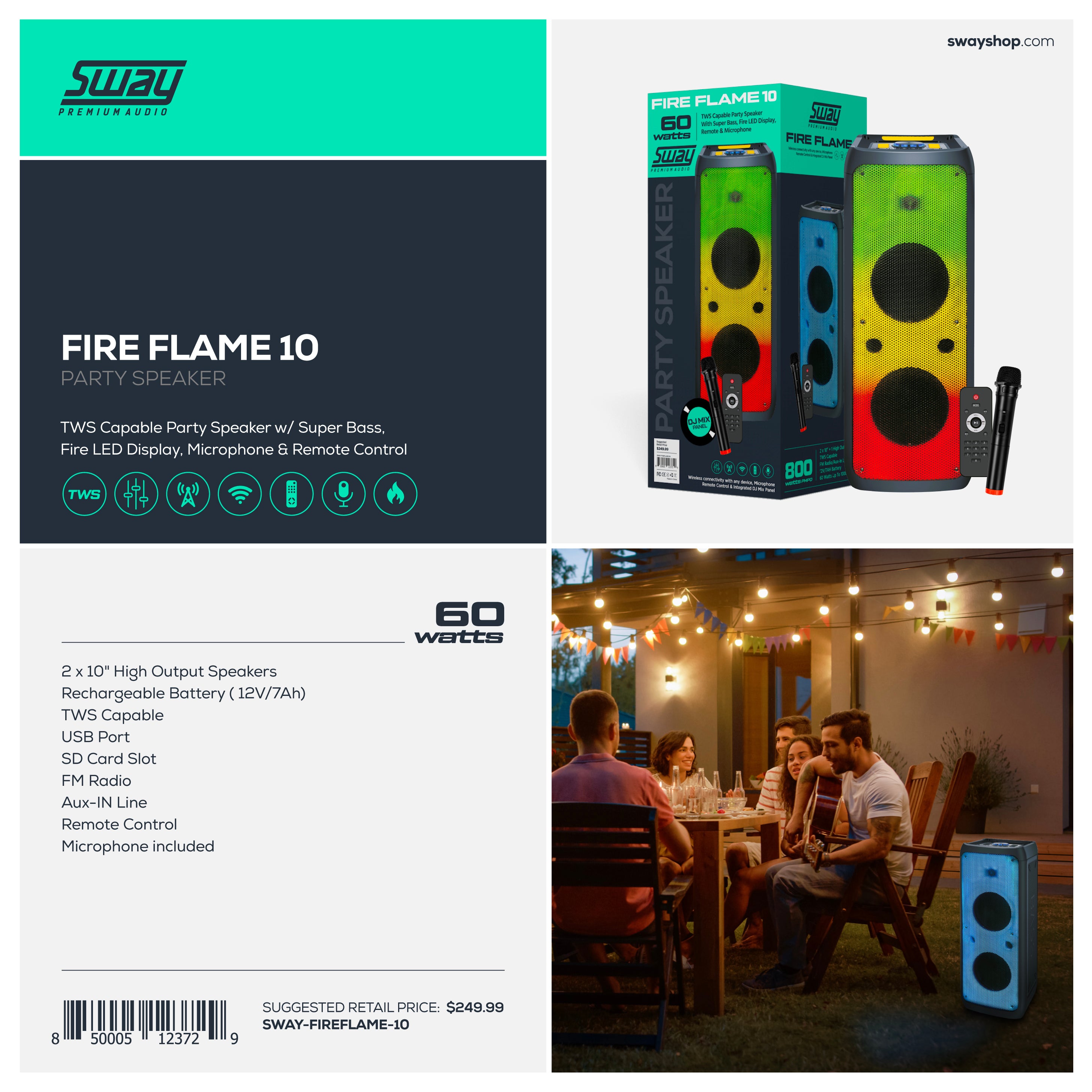 Fire Flame 10 | Karaoke Party Speaker | 2 x 10
