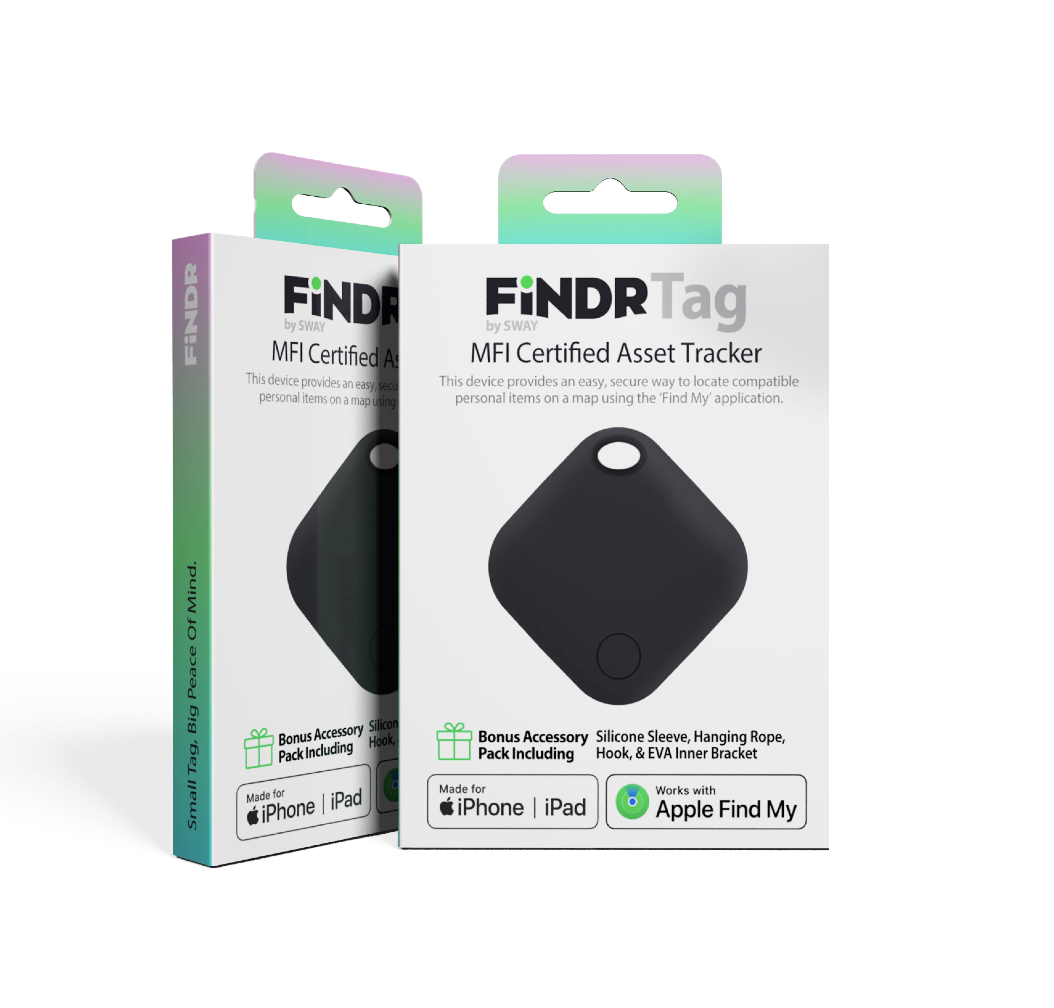 FiNDR TAG MFI Certified Asset Tracker Tag For Apple Products - Single Pack (Black)