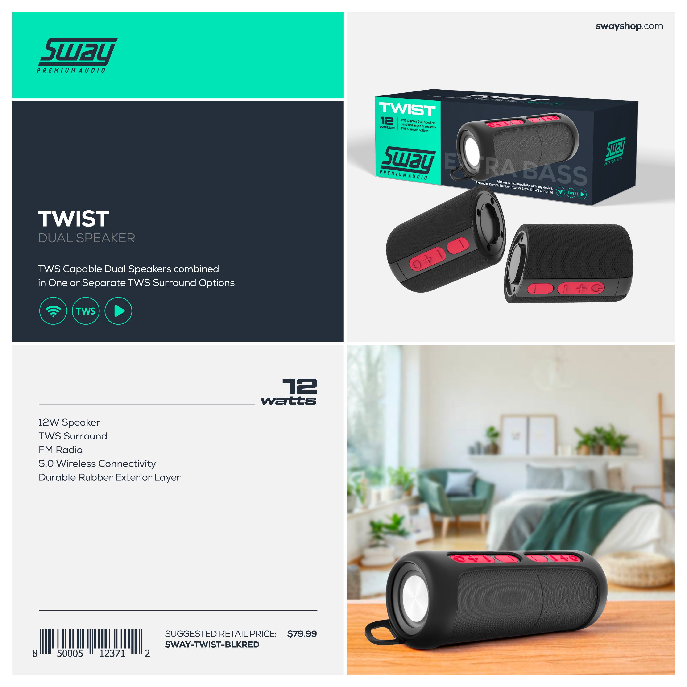 Twist TWS | Dual Surround Sound | Bluetooth Speakers | 12 Watts