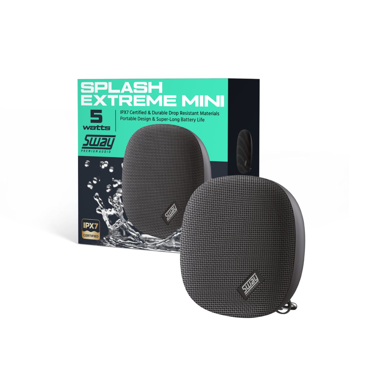 Splash Extreme Mini | IPX7 Ultra Portable | Drop Resistant Speaker | 5 Watts